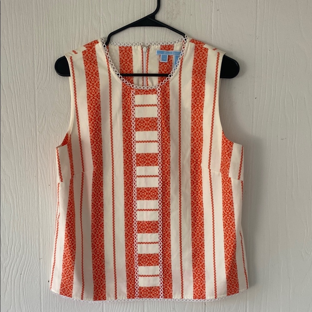 Draper James Orange and White Striped Sleeveless Top size 10